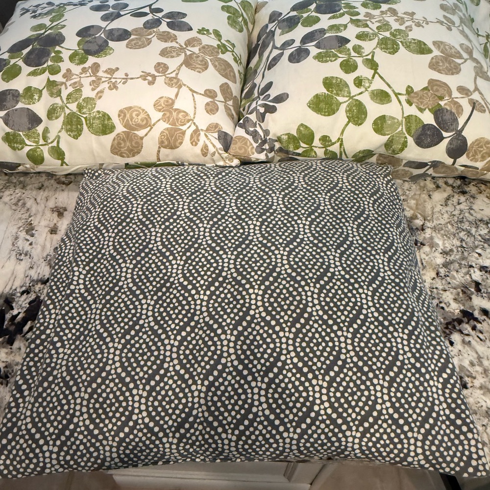 Gray and White Patterned Throw Pillow, set of 3